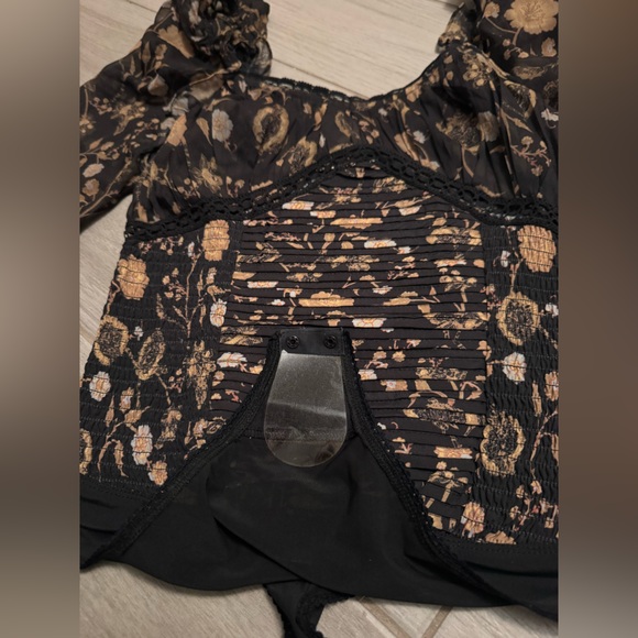 NWT Free People Brunch Date Bodysuit in Black combo Size Small - Picture 9 of 16
